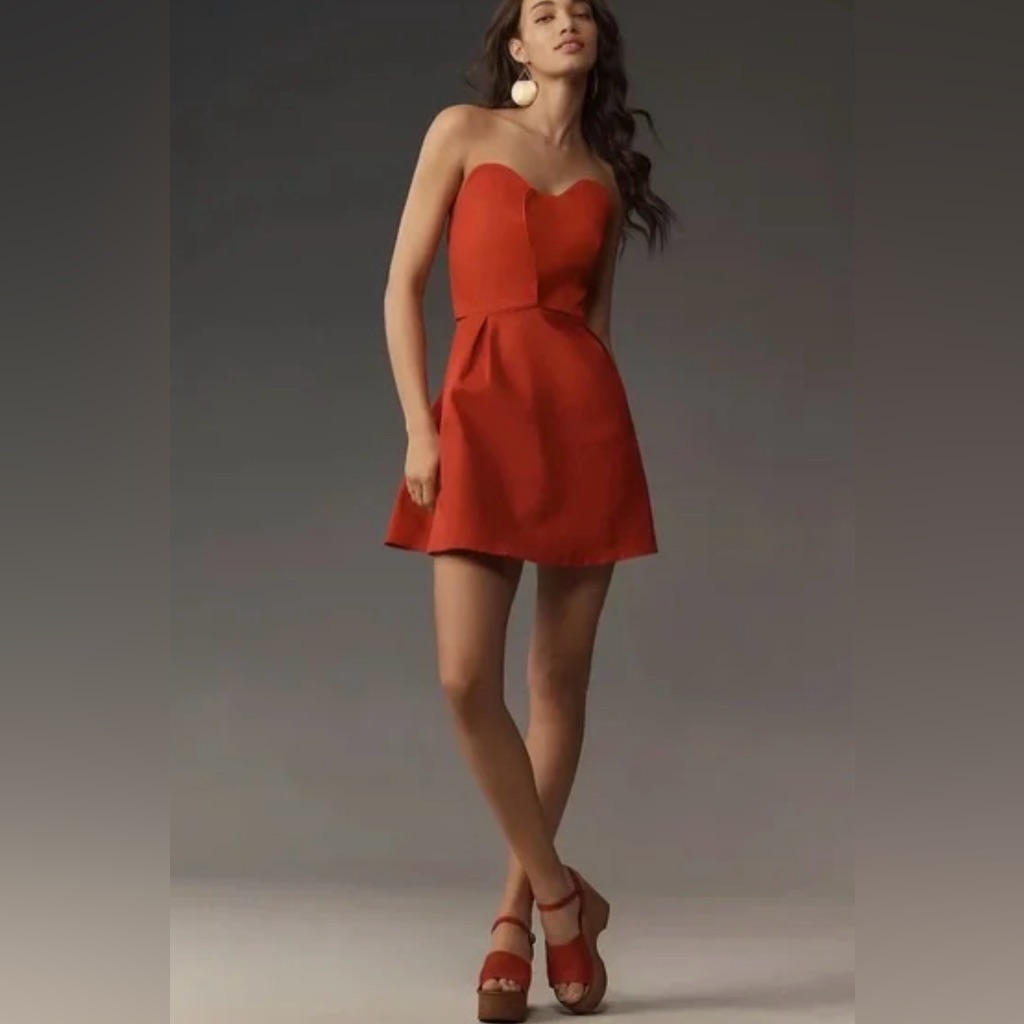 Farm Rio Vibrant Red Heart Strapless Mini Dress